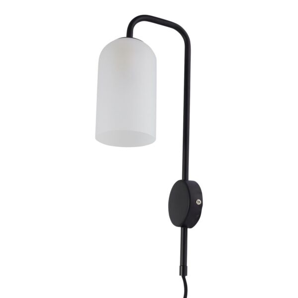 Victoria - Black Plug in Wall Light with Frosted Glass Shade