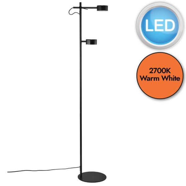 Nordlux - Clyde - 2010844003 - LED Black 2 Light Floor Reading Lamp