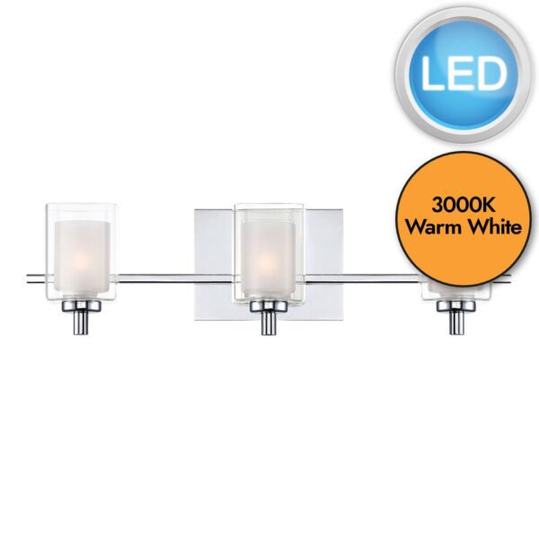 Quoizel Lighting - Kolt - QZ-KOLT3-PC-BATH - LED Chrome Clear Opal Glass 3 Light IP44 Bathroom Wall Light