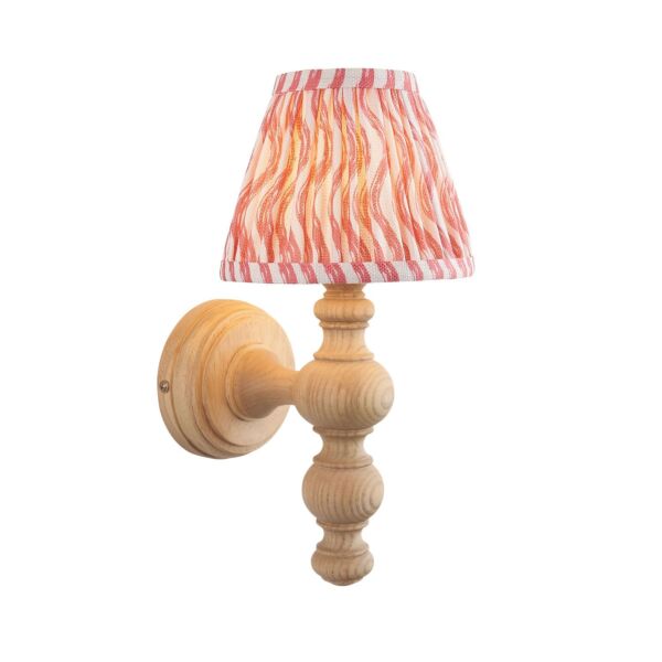 Endon Lighting - Bibury & Ripple 16cm - 114308 - Ash Wood Aged Brass Pink Wall Light