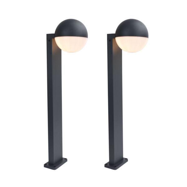 Set of 2 Looma - Dark Grey Opal IP54 Outdoor Post Lights