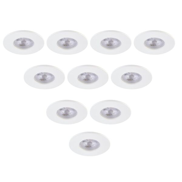 Saxby Lighting - Set of 10 Saxby ShieldONE 75 - 113300 & 113322 - White IP65 Fixed Bathroom Recessed Fire Rated Ceiling Downlights