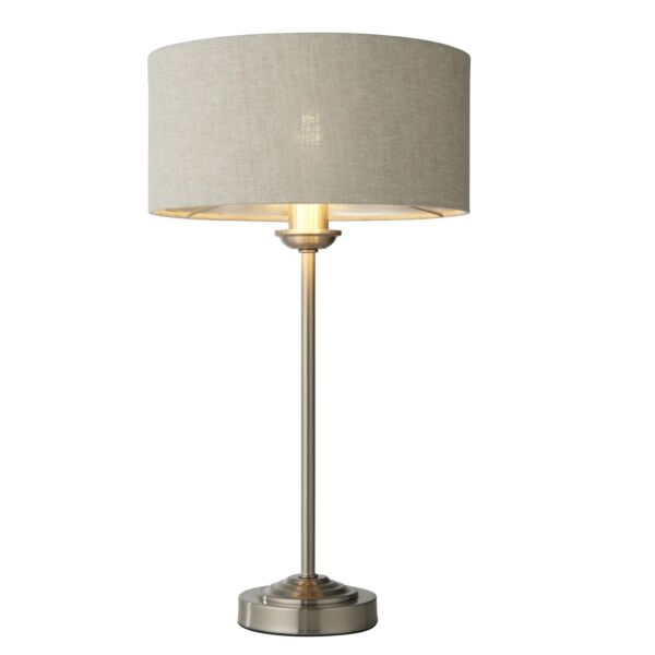 Endon Lighting - Highclere - 100646 - Brushed Chrome Natural Table Lamp With Shade