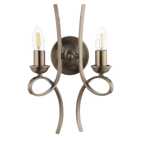 Interiors 1900 - Penn - CA7W2BB - Brushed Brass 2 Light Wall Light