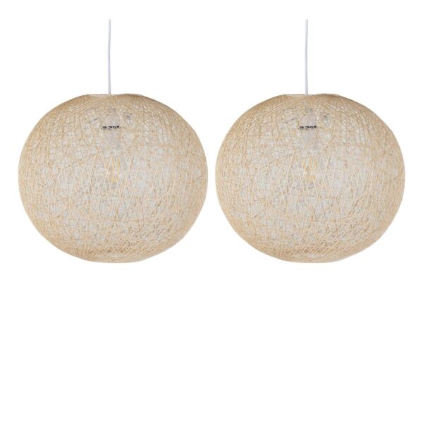 Set of 2 Abaca - Natural 14" Globe Ceiling Light Shades