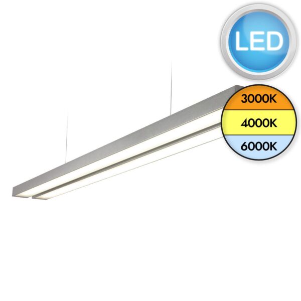 Saxby Lighting - Borde CCT - 59996 - LED Silver Opal 2 Light Bar Ceiling Pendant Light