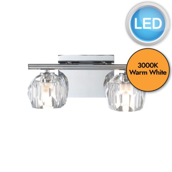 Quintiesse - Regalia - QN-REGALIA2-PC-BATH - LED Chrome Clear Glass 2 Light IP44 Bathroom Wall Light