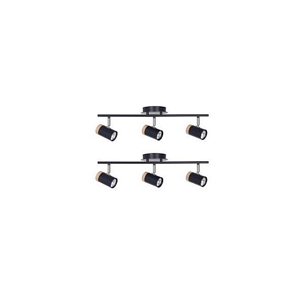 Set of 2 Stratton - Black with Wood Detail Three Way Spotlights