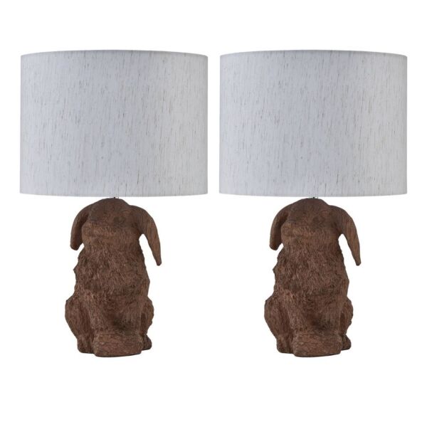 Set of 2 Lily - Bunny Table Lamps With Oatmeal Linen Shade