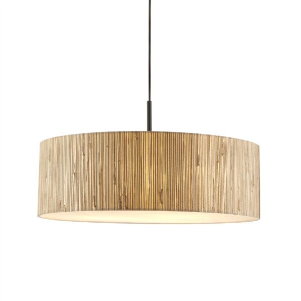 Endon Lighting - Longshore - 118672 - Natural Seagrass Black White 3 Light Ceiling Pendant Light