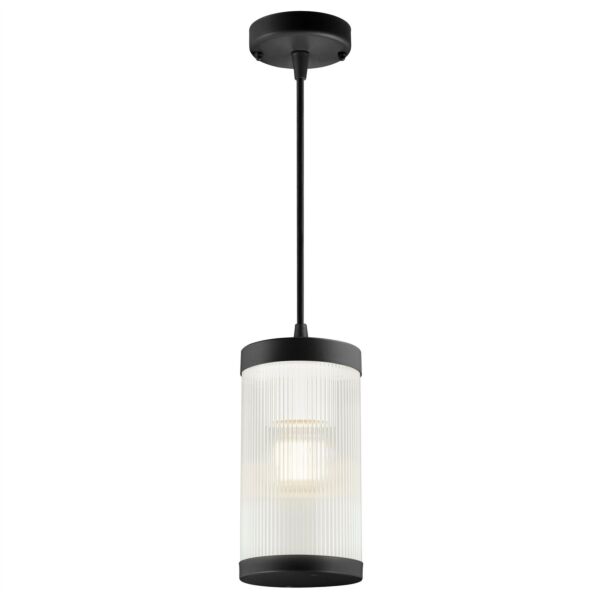 Nordlux - Coupar - 2218053003 - Black Clear Ribbed Glass IP54 Outdoor Ceiling Pendant Light