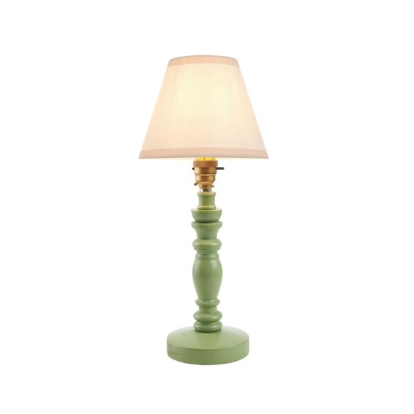 Endon Lighting - Bibury & Ivy 16cm - 115883 - Green Aged Brass Vintage White Table Lamp With Shade