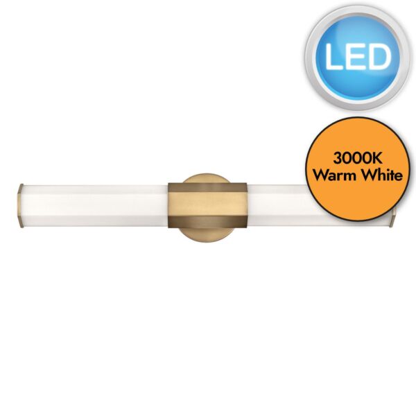 Quintiesse - Facet - QN-FACET-LED2-HB-BATH - LED Heritage Brass Opal Glass 2 Light IP44 Bathroom Wall Light