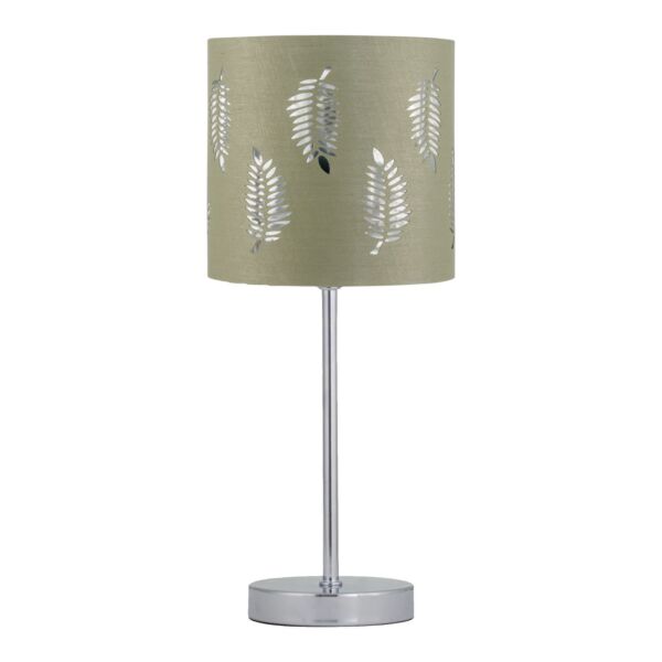 Chrome Touch Operated Table Lamp with Sage Green Fern Shade