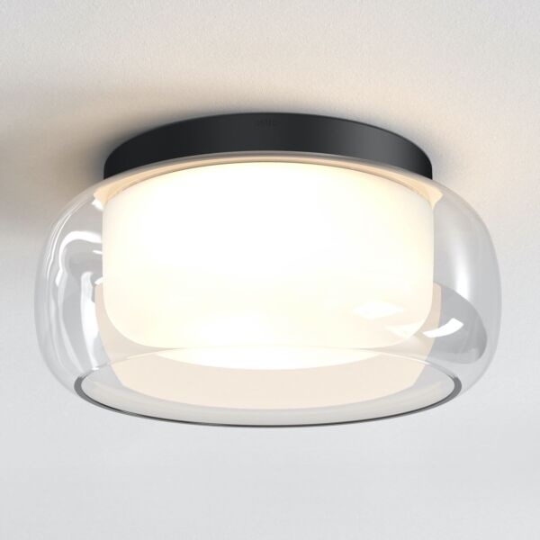 Astro Lighting - Aquina 360 - 1450011 - Matt Black & Clear & White Glass Bathroom Ceiling Flush Light