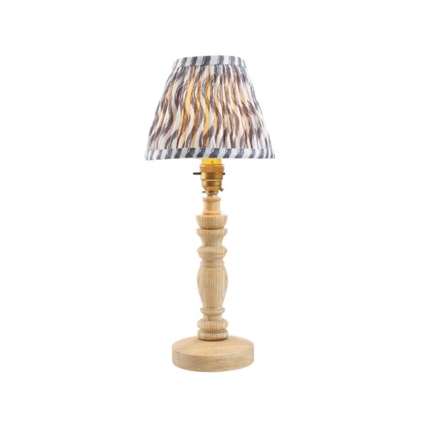 Endon Lighting - Bibury & Ripple 16cm - 115924 - Ash Wood Aged Brass Grey Table Lamp With Shade