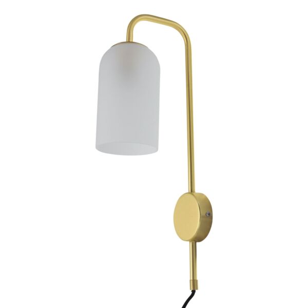 Victoria - Satin Brass Plug in Wall Light with Frosted Glass Shade