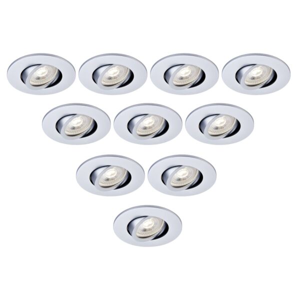 Saxby Lighting - Set of 10 Saxby ShieldONE 75 - 113314 & 113320 - Silver Tilt Recessed Fire Rated Ceiling Downlights