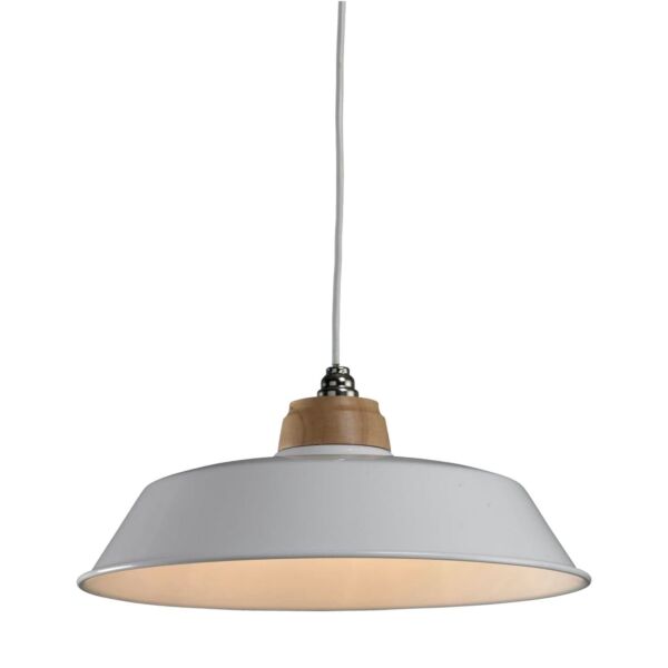 Jakob - Cream Metal and Wood Easy Fit Pendant Shade