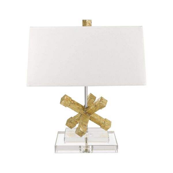 Gilded Nola Lighting - Jackson Square - GN-JACKSON-SQUARE-TL - Clear Crystal Glass Distressed Gold Cream Table Lamp With Shade