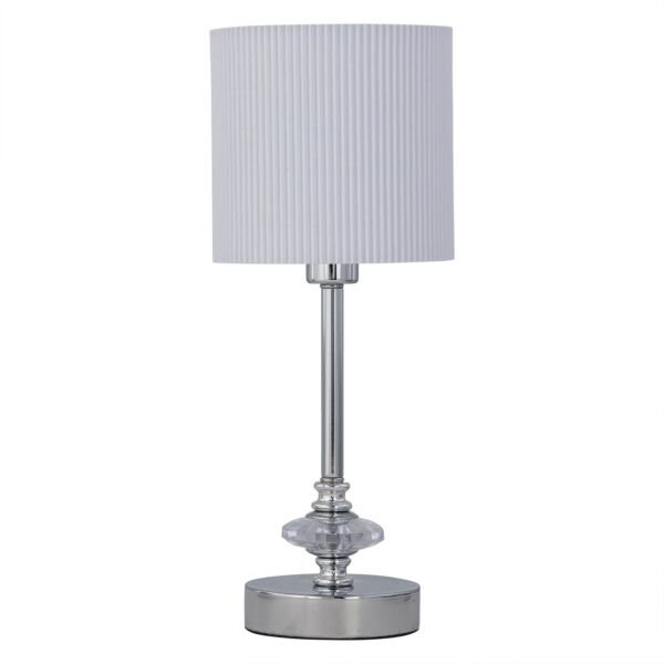 Chrome Jewelled Table Lamp with White Pleat Shade