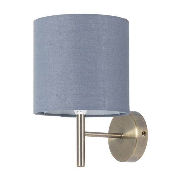 Brea - Antique Brass Wall Light with Grey Cotton Shade
