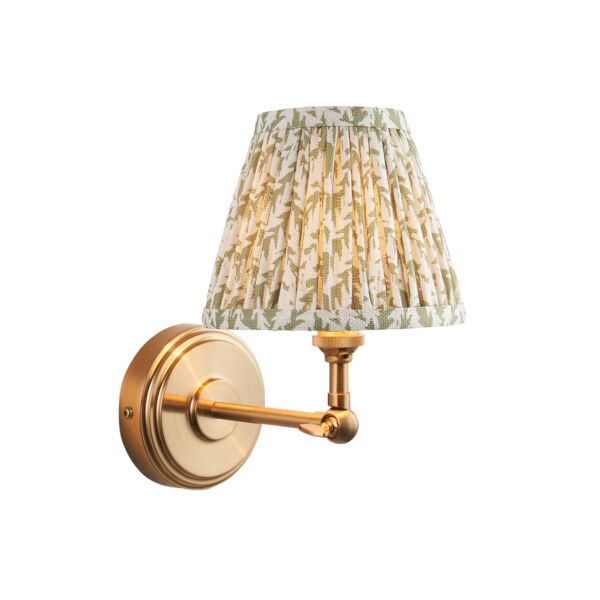 Endon Lighting - Step Wing & Leaf 16cm - 115777 - Aged Brass Green Wall Light
