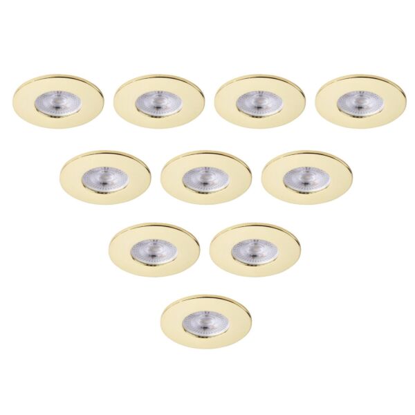 Saxby Lighting - Set of 10 Saxby ShieldONE 65 - 113278 & 113321 - Brass Fixed Recessed Fire Rated Ceiling Downlights