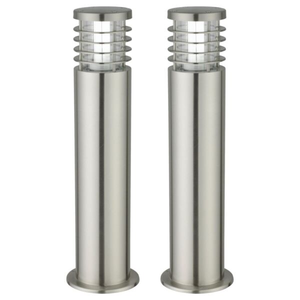 Set of 2 Bloom - Brushed Stainless Steel Outdoor Post Lights