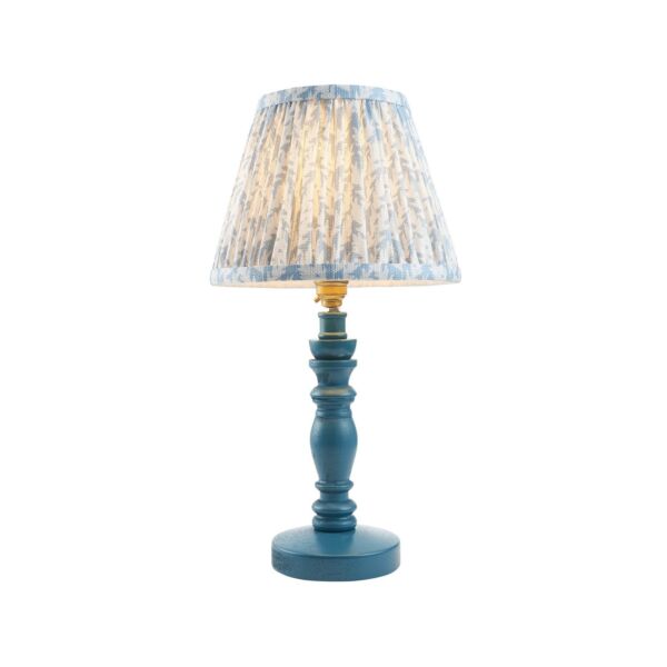 Endon Lighting - Bibury & Leaf 20cm - 115086 - Blue Aged Brass Table Lamp With Shade