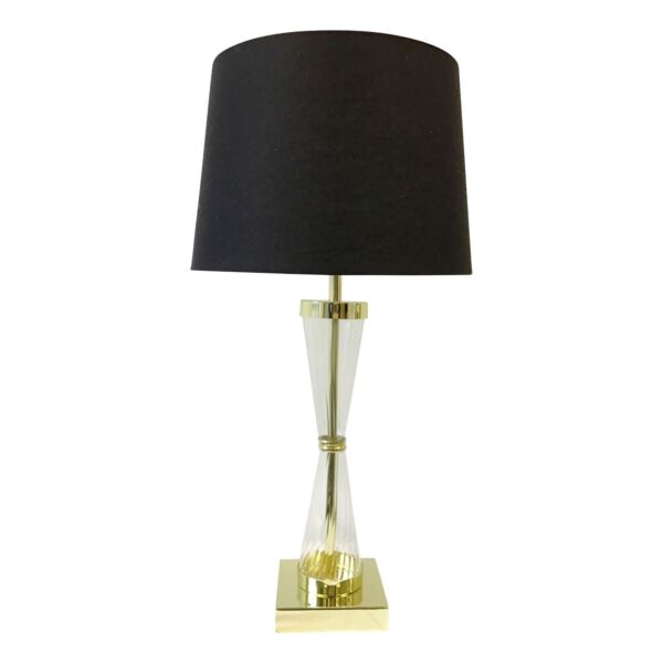 Gold Plated Table Touch Light with Black Cotton Fabric Shade