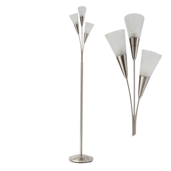 Bally - Satin Nickel with Alabaster Shades Floor Lamp