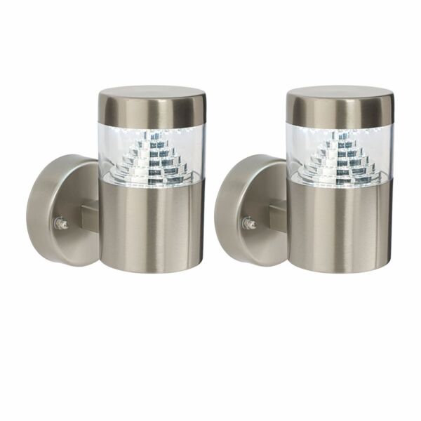Set of 2 Pyramid - Stainless Steel LED Outdoor Wall Lights