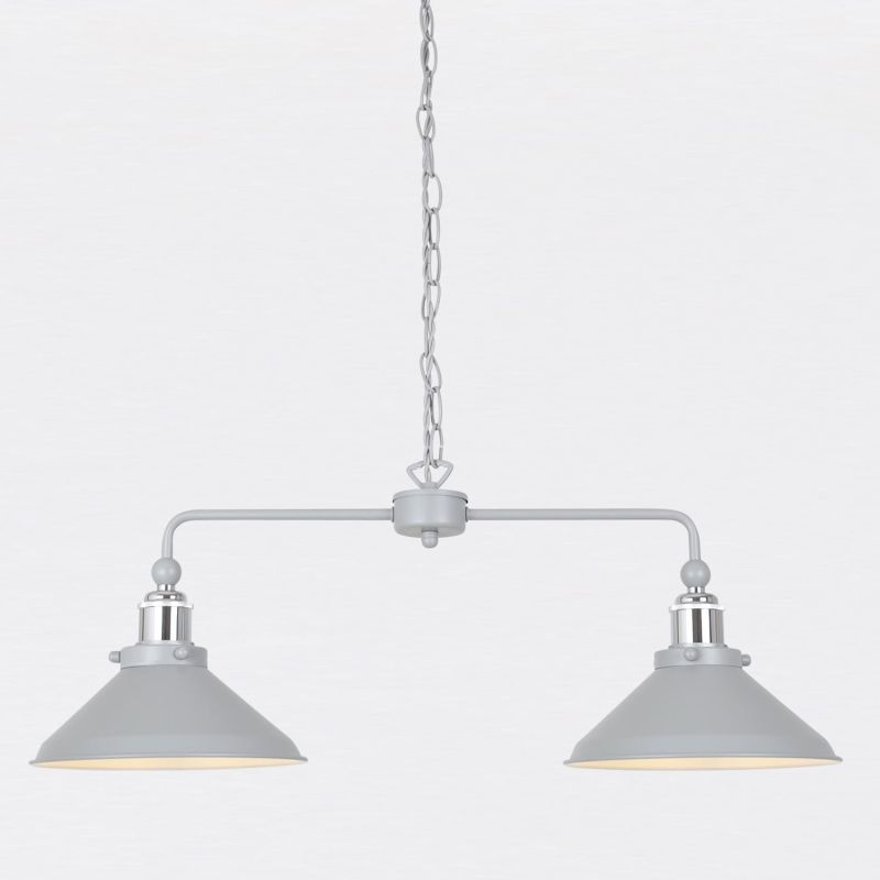 Maxwell - Flint Grey Chrome 2 Light Bar Ceiling Pendant Light