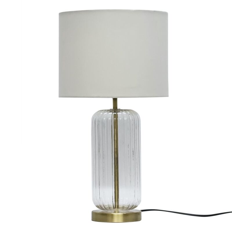 Walpole - Clear Fluted Glass And Antique Brass 49cm Table Lamp With 