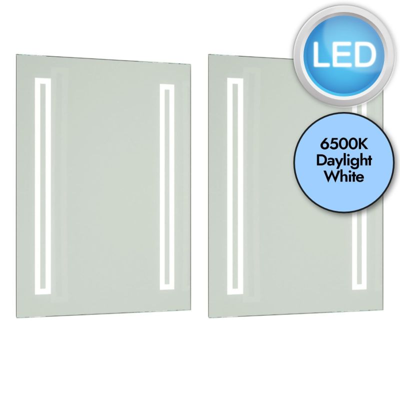 Pair of Battery Operated Rectangular LED Illuminated Bathroom Mirrors ...