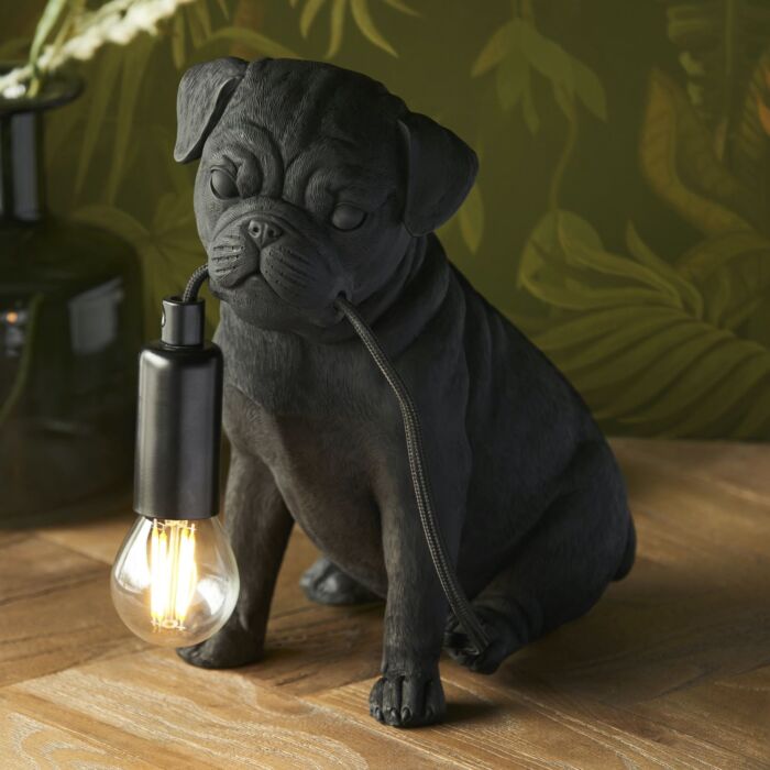 Endon Pug Puppy 107325 Black Table Lamp