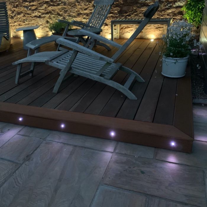 Set of 10 30mm Stainless Steel IP67 Cool Daylight White LED Plinth Decking Kit