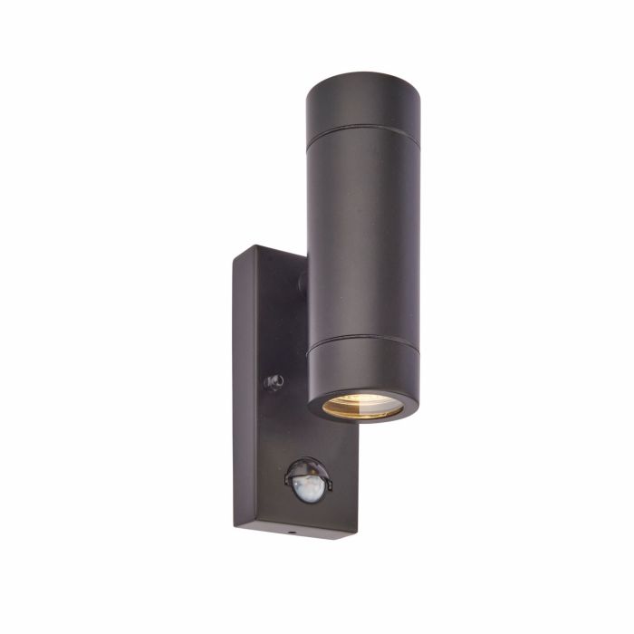 Saxby Palin 75433 Black Clear Glass 2 Light IP44 PIR Outdoor Sensor Wall Light